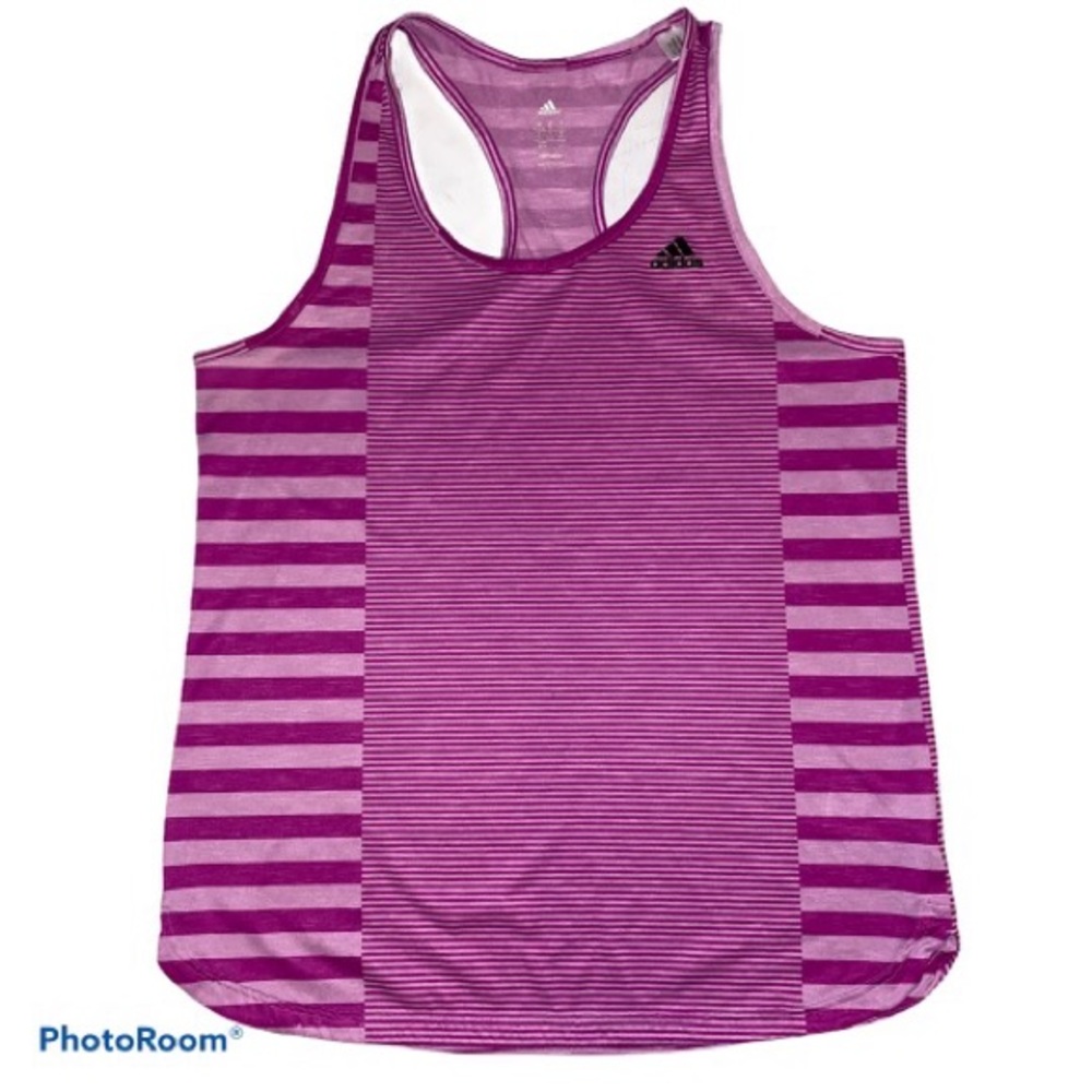 Adidas magenta stripe tank